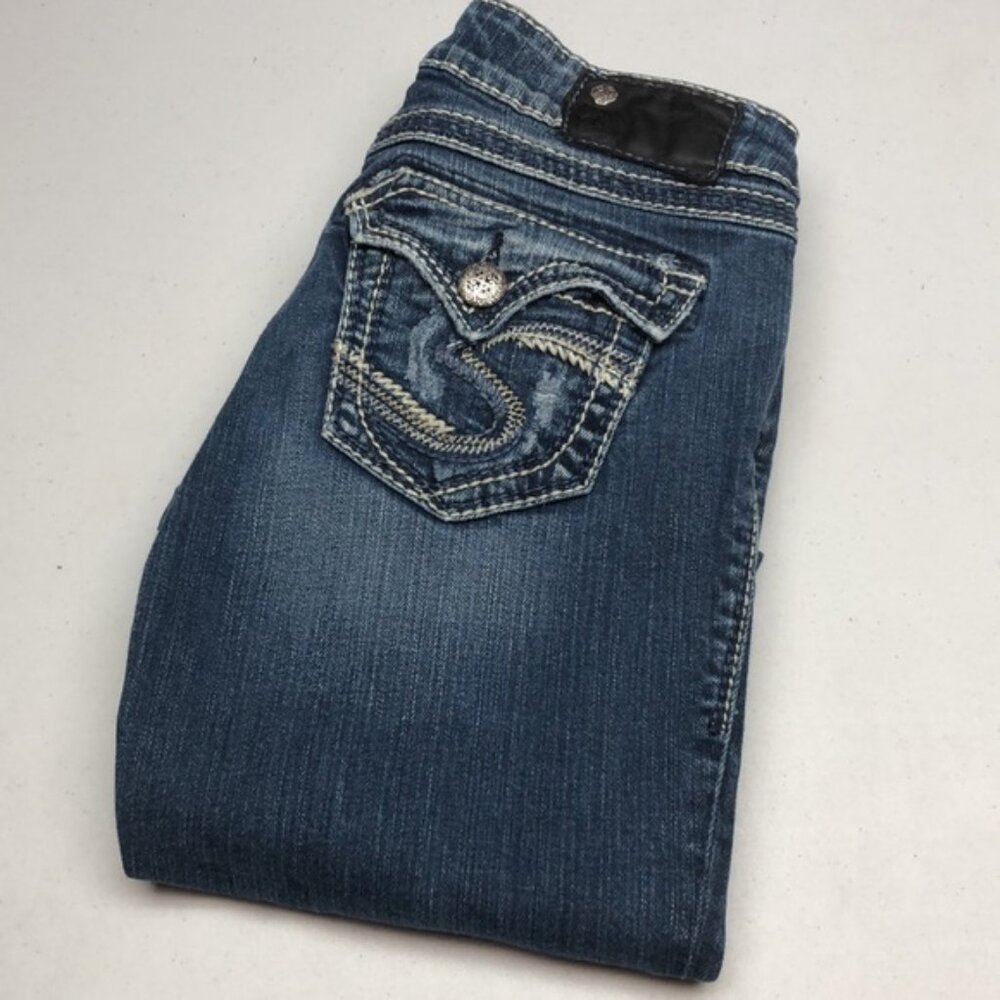 SILVER AIKO LOW STRAIGHT JEANS 26x32 ⭐️